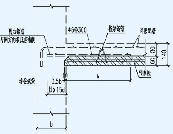 叠合板端部连接构造图